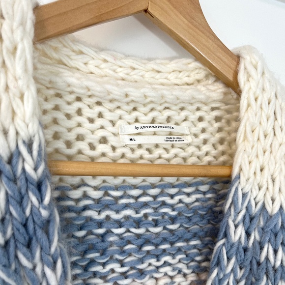 Anthropologie Grazia Striped Chunky Open Cardigan Wool Blend - Picture 5 of 11